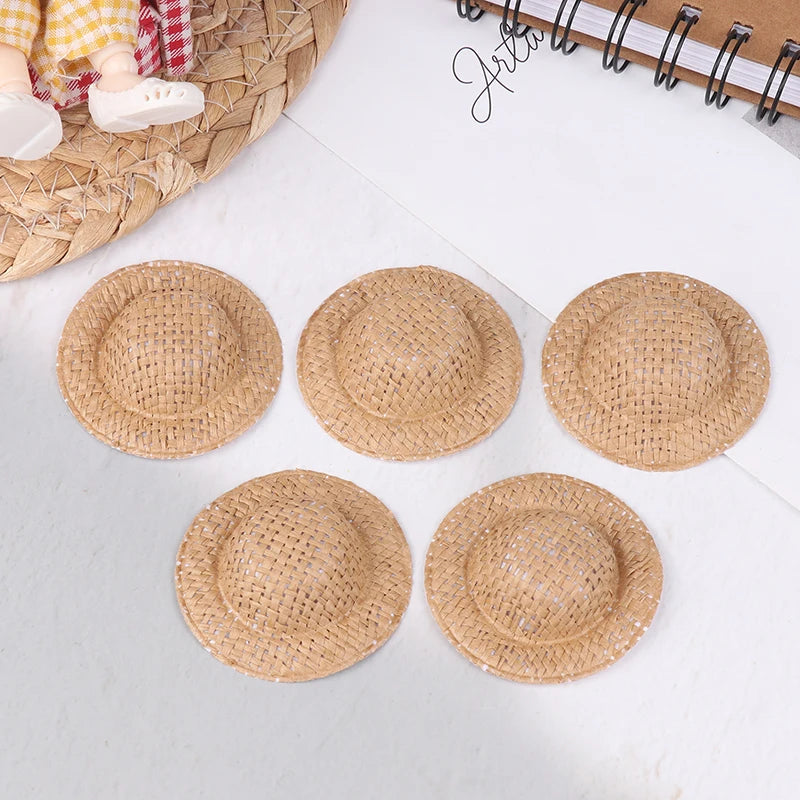 Decorative Dollhouse Woven Straw Hats 5 Child Role-play Toys Qme Coffee