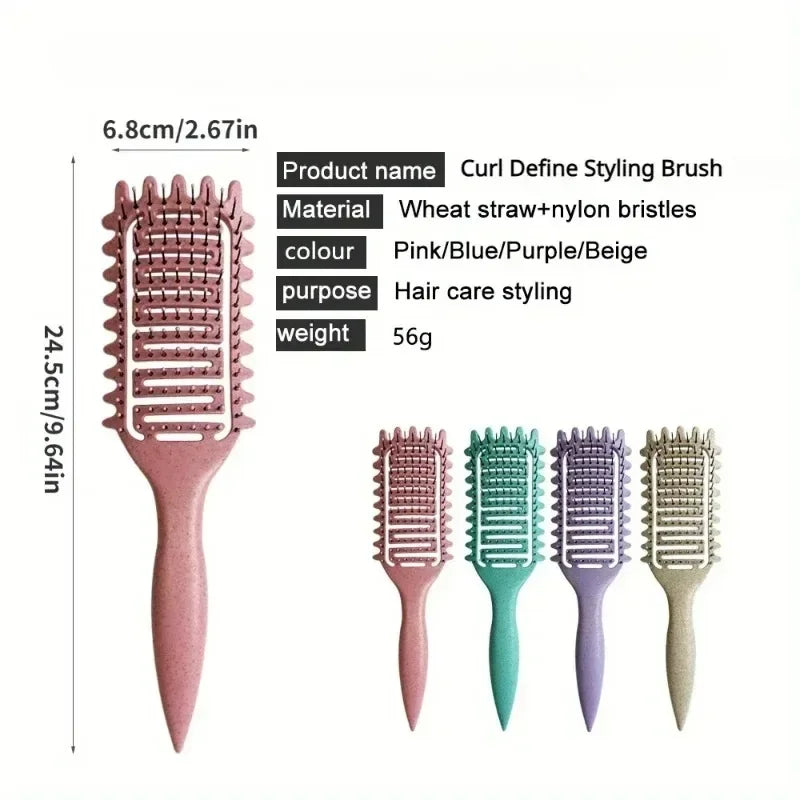 Curl Define Styling Brush Hollow Out Detangling Hair Brush Tangled Wet Curly Hair Comb Shaping Curls Barber Hairdressing Tools Qme