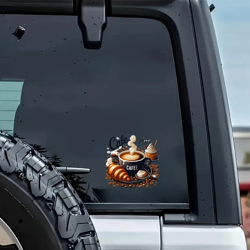Coffee-themed stickers - suitable for cars, laptops, trucks, motorcycles | Durable self-adhesive stickers, used for vehicle Qme