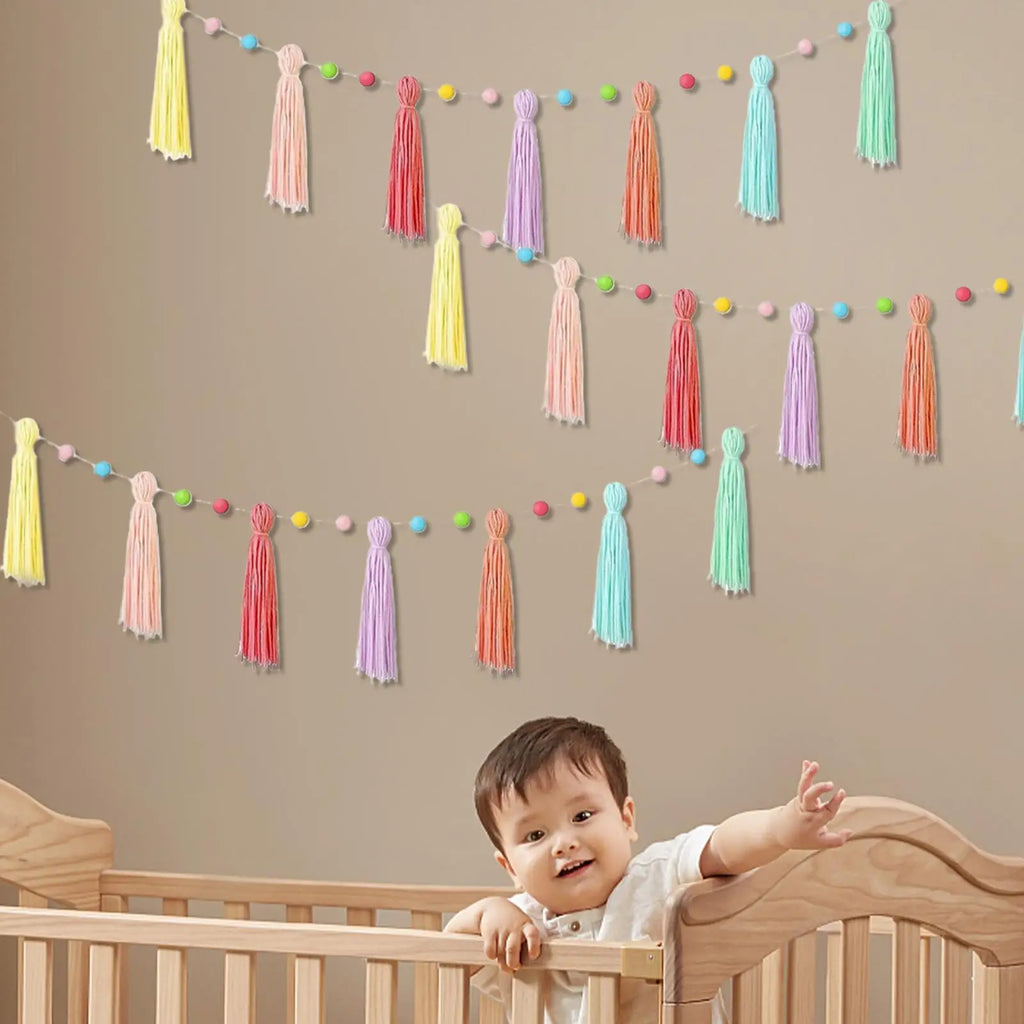Boho Garland 3 Colorful Ribbon Seasonal Decorations Kindergarten Qme