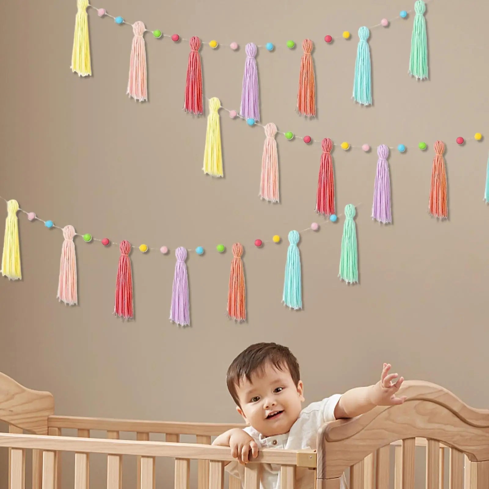 Boho Garland 3 Colorful Ribbon Seasonal Decorations Kindergarten Qme