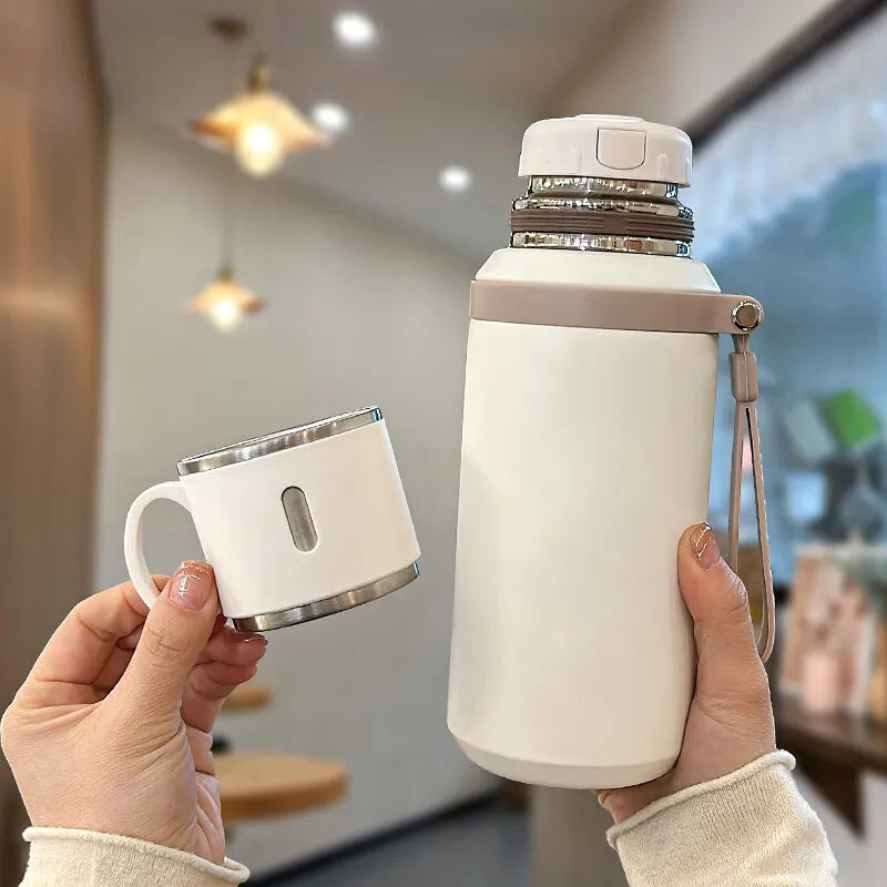 600ml Stainless Steel Coffee Cup Travel Thermal Mug Leak-Proof Thermos Bottle Tea Coffee Mug Office Business Style Thermos Qme