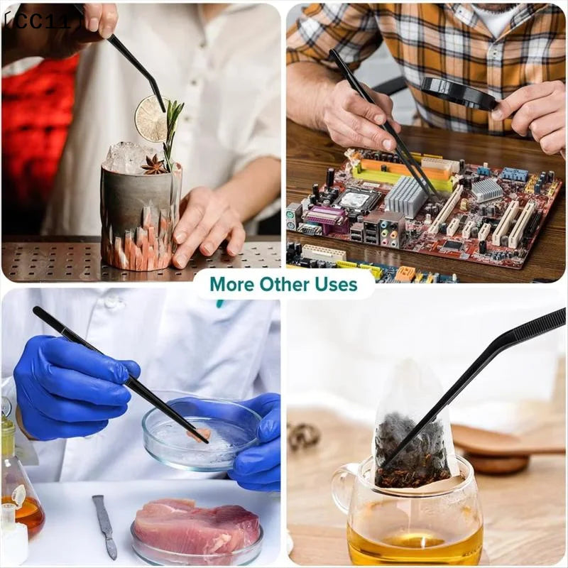 3 5 Kitchen Tongs Stainless Steel Culinary Plating Tweezers BBQ Food Qme
