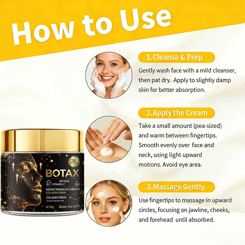 Firming Cream with Hyaluronic Acid, Collagen & Retinol, Deeply Moisturizes & Refines Skin, Day & Night Use, All Skin Types. Qme