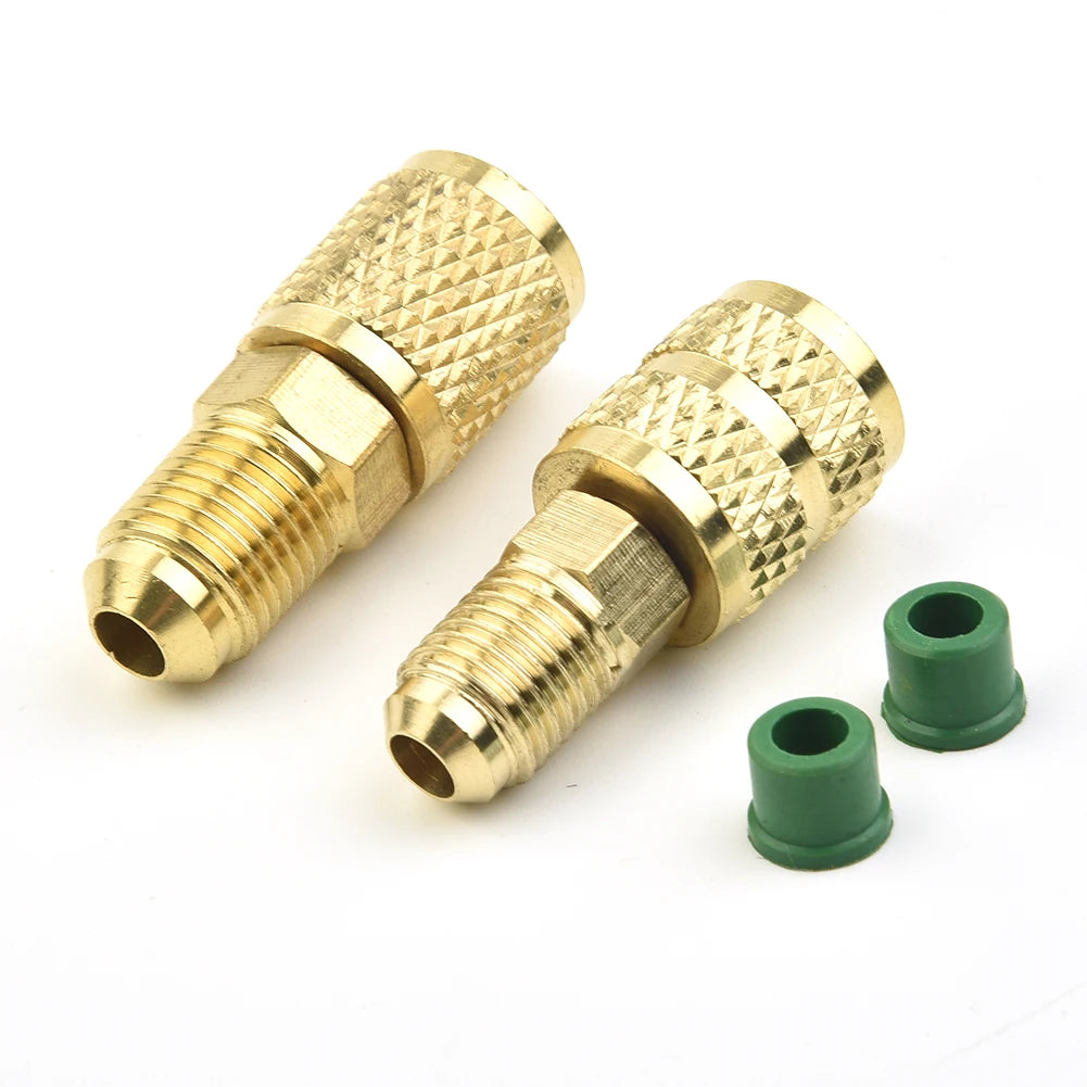 2PCS Vacuum Pump Brass Adapter R410a Adapter 5/16 SAE F Quick Couplers To 1/4 SAE For Air Conditioning Adapter Quick Coupling Qme