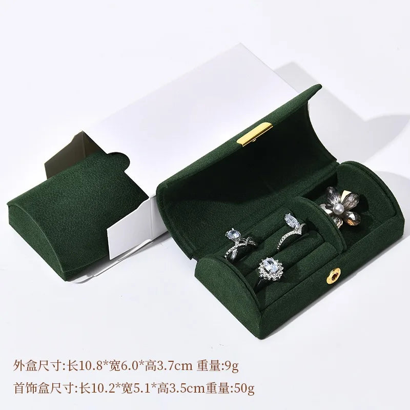 Travel Jewelry Case Portable Velvet Organizer Rings Earrings Storage Box Perfect Gift for Women, Lady and Girl Travel Essential Qme Dark Green