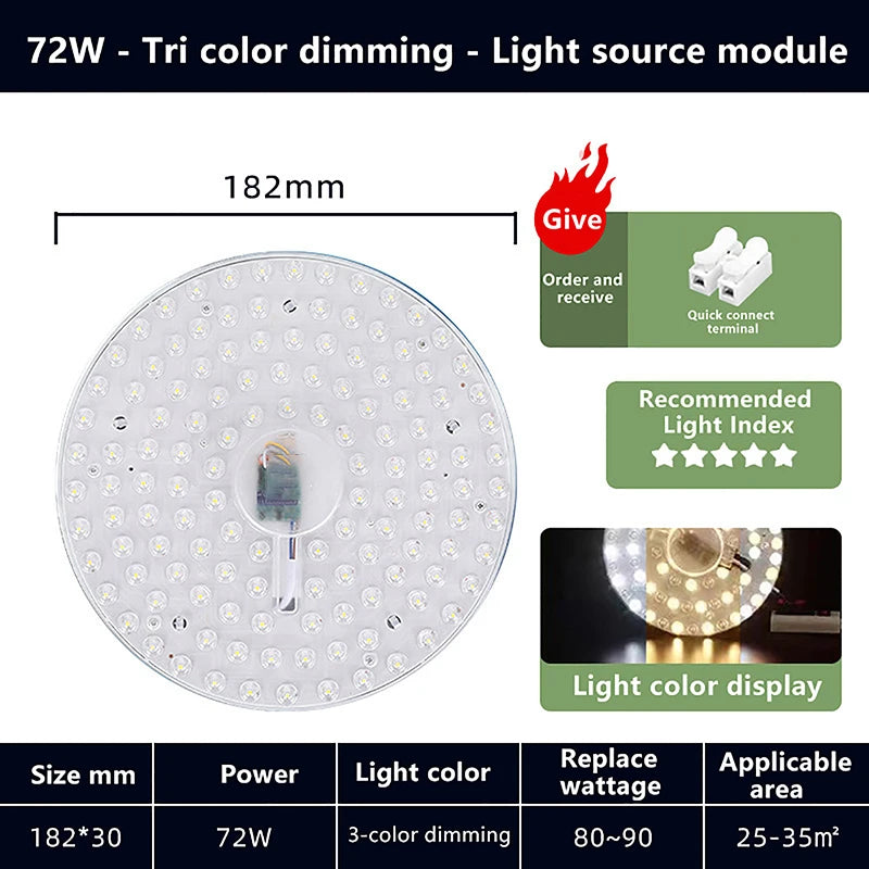 Magnetic Suction LED Panel Circle Ring Light 12W 18W 24W 36W 48W 72W Qme 72W tricolour light