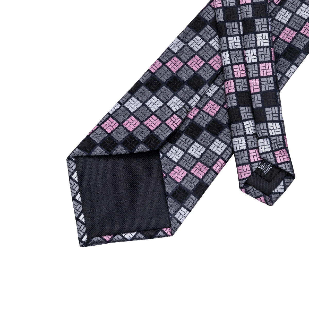 Hi-tie Designer Grey Plaid Novelty Silk Wedding Tie Men Handky Qme