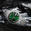 Hip hop Watch Male watch luxury water proof Brand watches Stainless steel Round Clock Men quartz wristwatches Gift boyfriend Qme silver green