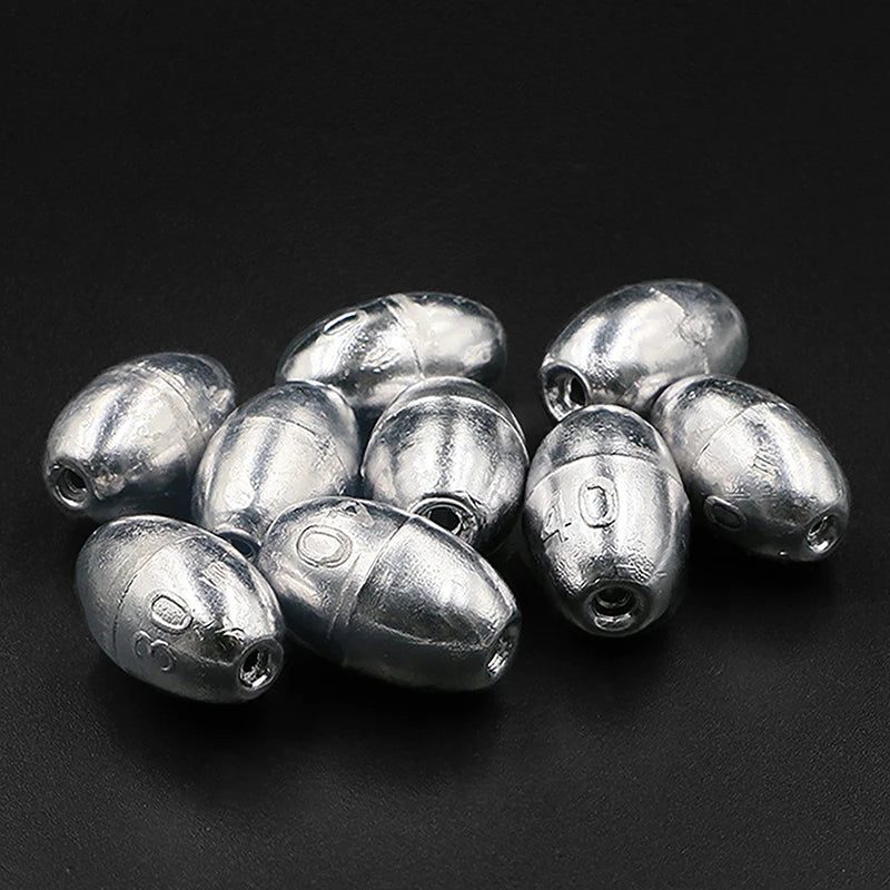 Alloy Hollow Olive Fishing Sinkers3 4 6 8 10 12 Wax Coating Weight Qme