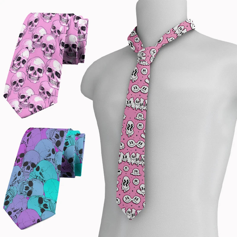Funny Skeleton 3D Printed Tie Fashion Casual Business Office Unisex Qme