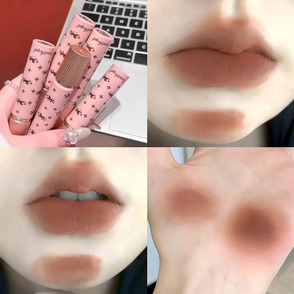 Shiny Matte Lipstick Moisturizing Lasting Pink Purple Sparkling Waterproof Nude Rose Lip Mud Glitter Makeup Cute Horse Pattern Qme 05
