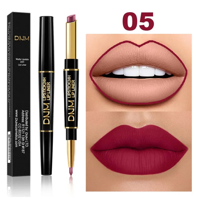 12 Colors 2 In1 Long-lasting Lip Liner Matte Lipsticks Portable Lip Pencil Waterproof Moisturizing Lip Makeup Contour Cosmetics Qme 05