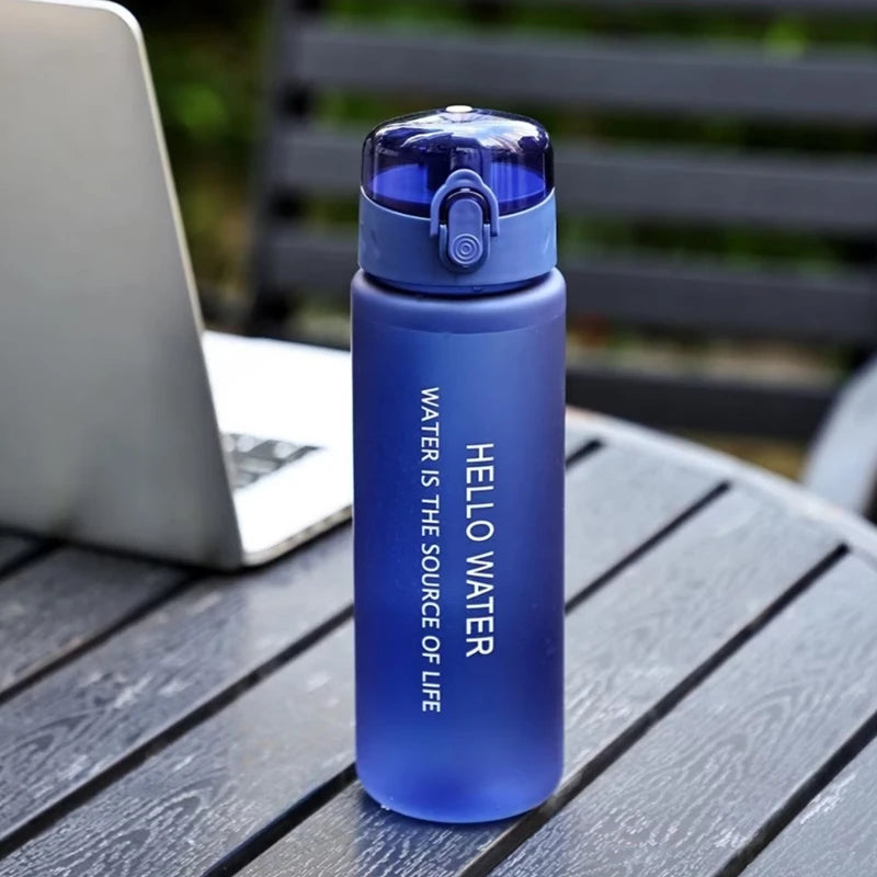 780ml Matte Frosted Sports Water Bottle Flip Top Leak Proof Portable Drinking Cup Outdoor Gym Travel Water Jug With Hand Strap Qme Blue 780ml