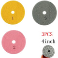 3 PCS 4 Inch 100mm Dry/Wet 3 Step Set Polishing Pads Granite Polishing Tool For Marble Stone Concrete Grinding Abrasive Qme Default Title