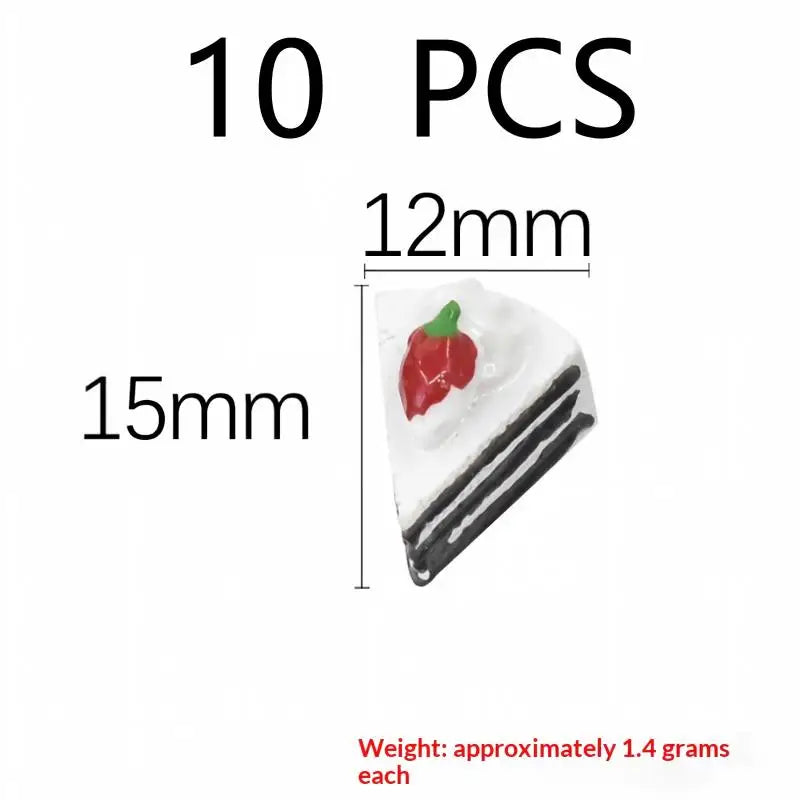 10Pcs Resin Mini Cake Kawaii Fake Food Miniature Embellishments For Craft Cell Phone Cover Decor Accessories Qme A1