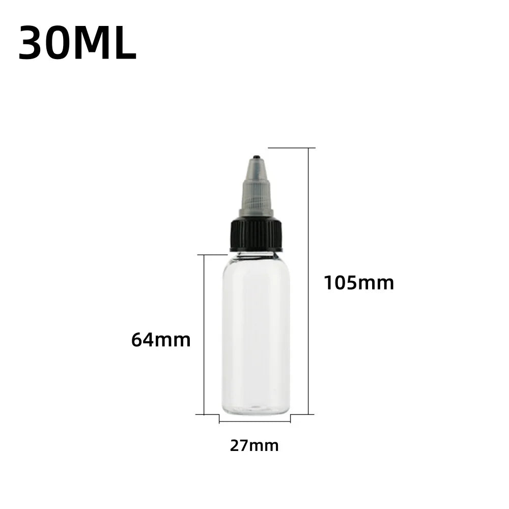 10pcs 30/60/100/120ml Recyclable Clear Tattoo Airbrush Ink Pigment Bottles Empty Bottle Container For Tattoo Ink Color Qme 30ML 10PCS