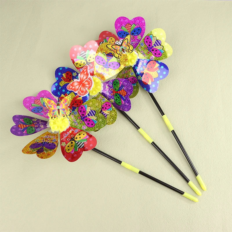 Colorful Sequin Windmill Cartoon Animal 3D Pinwheel Home Garden Qme
