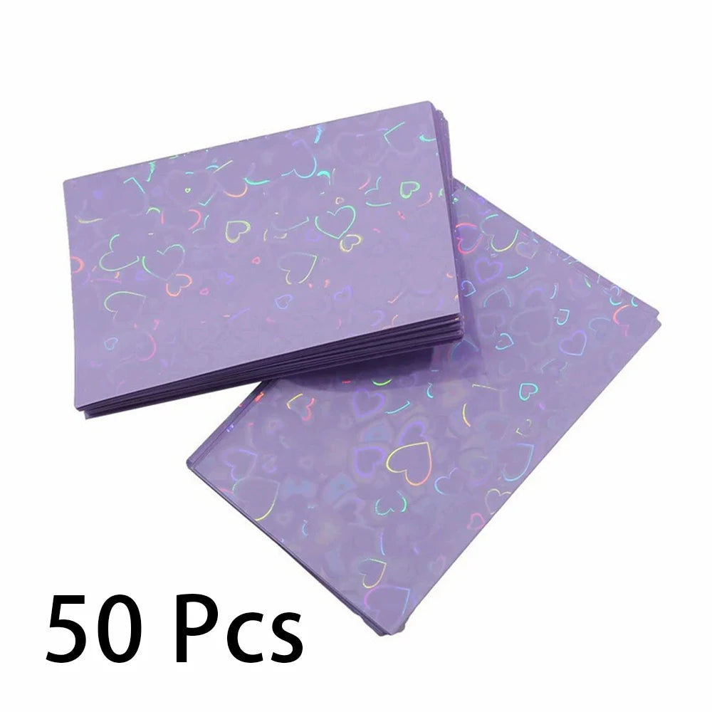 50Pcs Heart Bling Photocard Sleeves,Glitter Laser Card Protector Holder Photo Card Films Cards Protector Photo Cards Protective Qme Purple