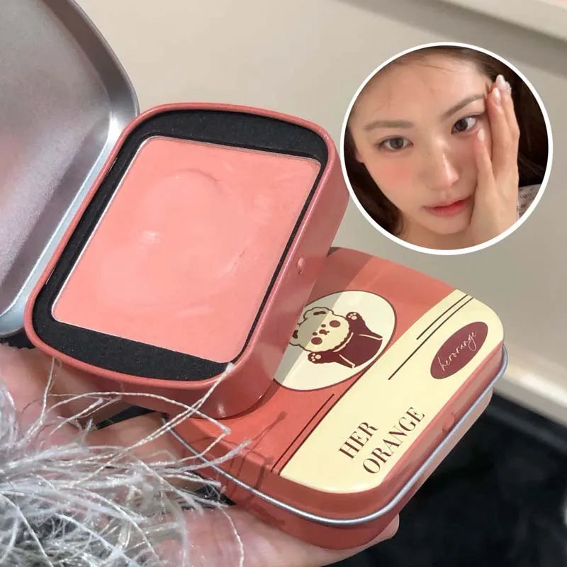 HERORANGE Delicate Smooth Blush Square Iron Box Monochrome Cream Qme