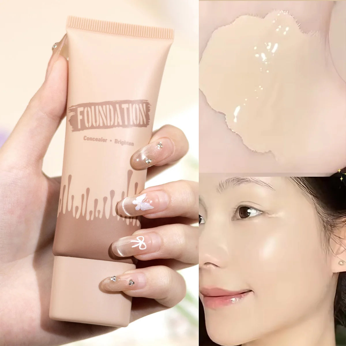 Full Coverage Foundation, Matte Finish Oil-control Liquid Foundation, Covering Blemishes And Dark Spot, Concealer Cream Qme