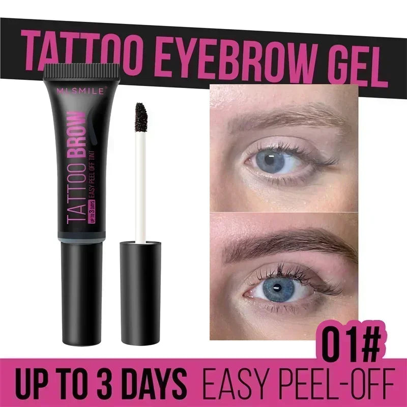 Tearing Eyebrow Gel Makeup Semi-permanent Waterproof Long Lasting Tattoo Tint Sweatproof Peel Off Dye Eyebrow Cosmetic Qme 01