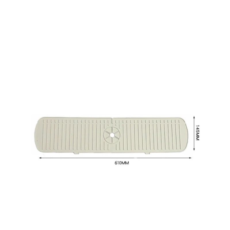 New Faucet Splash Pad Soap Sponge Storage Holder Silicone Sink Splash Guard Kitchen Gadgets Bathroom Faucet Decorative Cover Qme Beige (large size)