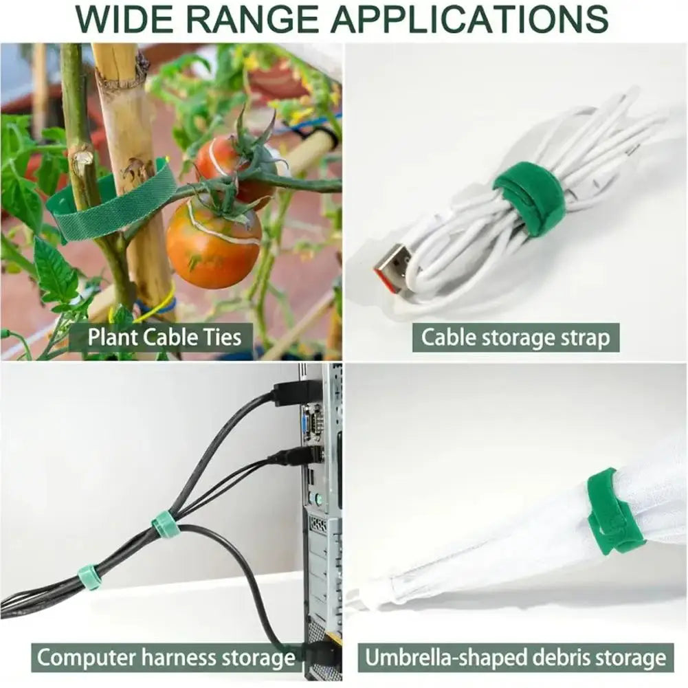 Garden Green Cable Ties Adjustable Nylon Plant Straps Featuring Hook Qme