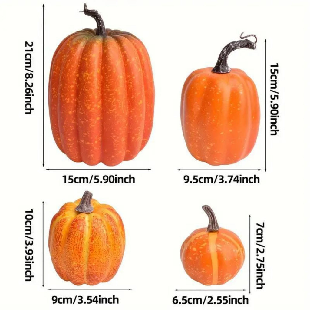 7PCS Multi-size Artificial Pumpkin Set for Halloween Decorations Rustic Fall Thanksgiving Centerpiece Table Ornaments Qme