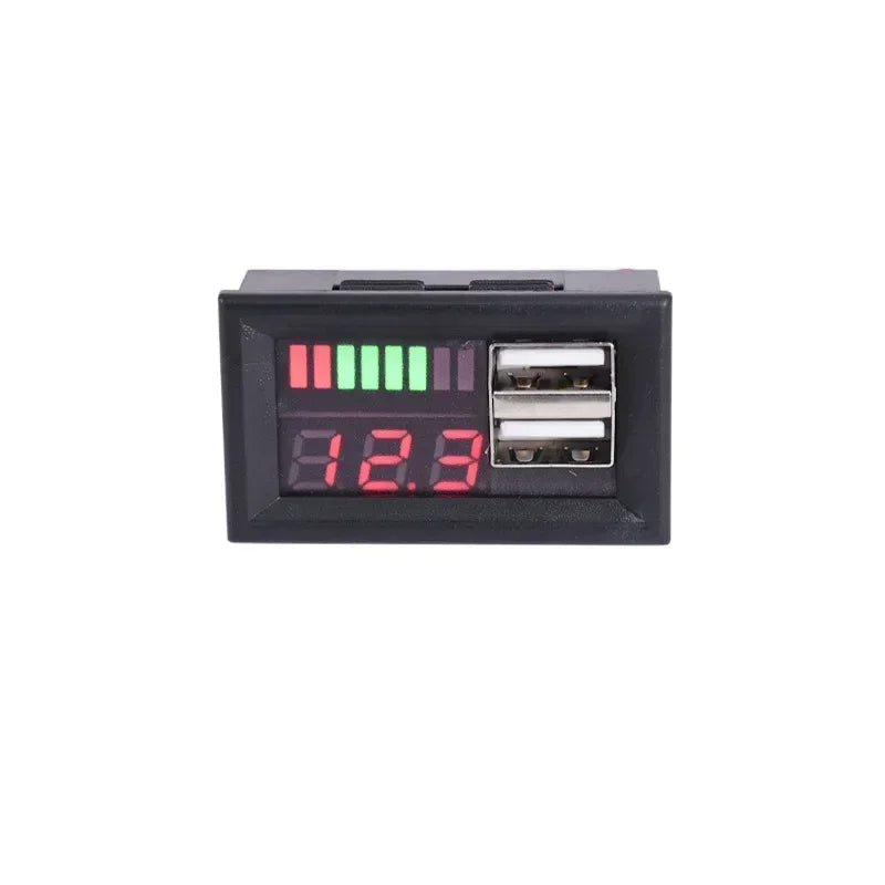 USB 5V 2.4A Car Voltmeter Voltage Meter Panel 12V-24V 3S-7S Lithium Battery Capacity Indicator Power Tester Li-ion Lead acid Qme blue 24v Lead acid