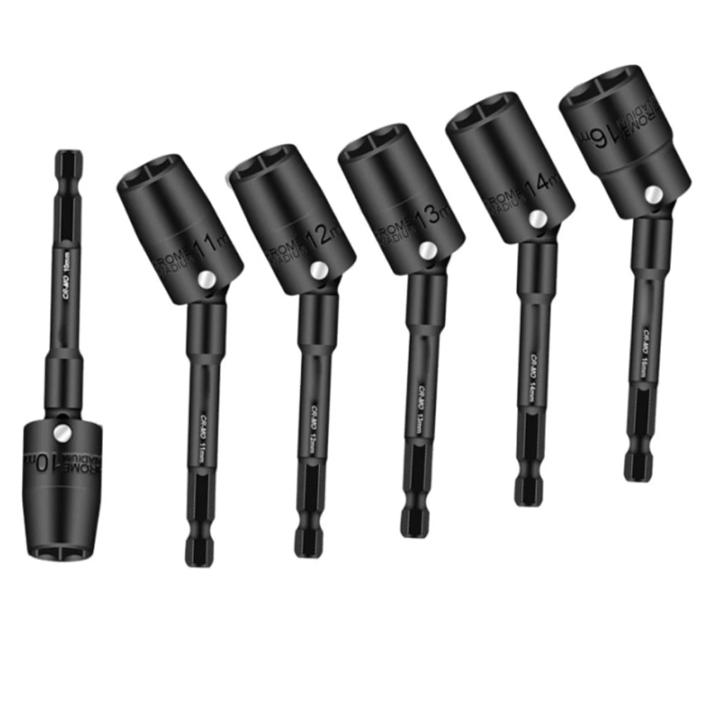 1Pcs Rotatable Driver Socket Head Adapter 1/4inch Hex Wrench Hex Socket Head 8-14mm Chrome Vanadium Steel Square Hole Connector Qme