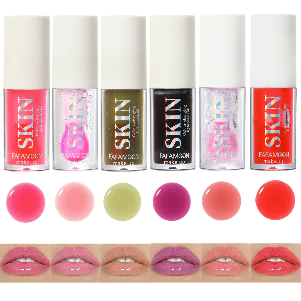 Black Brin Jelly Lip Oil Moisturizing Lip Gloss Lip Plumper Color Changing Nutritious Transparent Cherry Mineral LipOil Tinted Qme