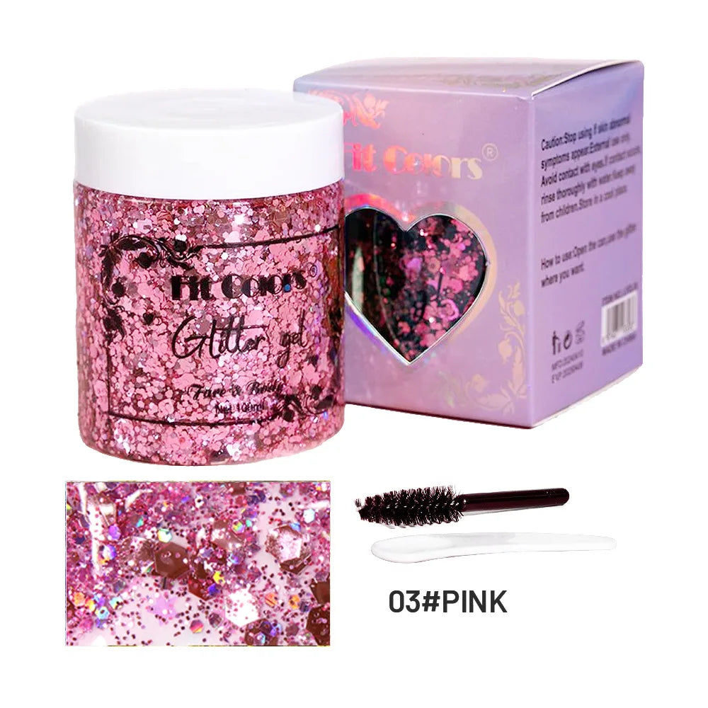 100ml Glitter Gel Eye Shadow Liquid Face Body Large Sequin Gel Multifunctional Colorful Loose Sequins Cream Party Decoration Qme 03