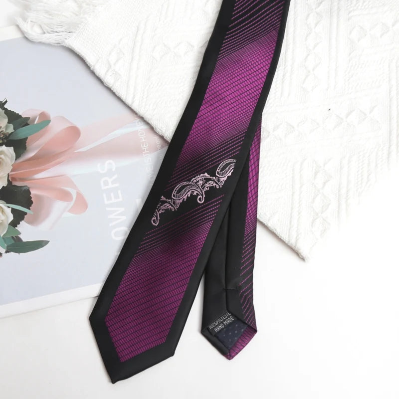 Men Tie Luxury Fashion Jacquard Black Red Necktie Plaid Patchwork Qme