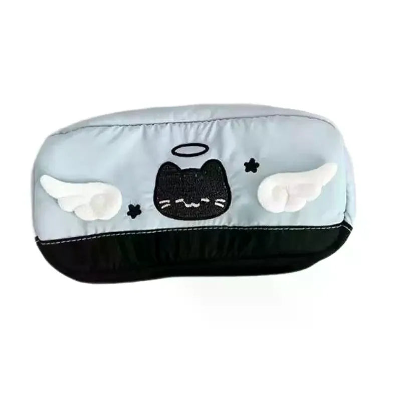 Cute Cartoon Angel Cat Printed Pencil Case Student Stationery Back Qme