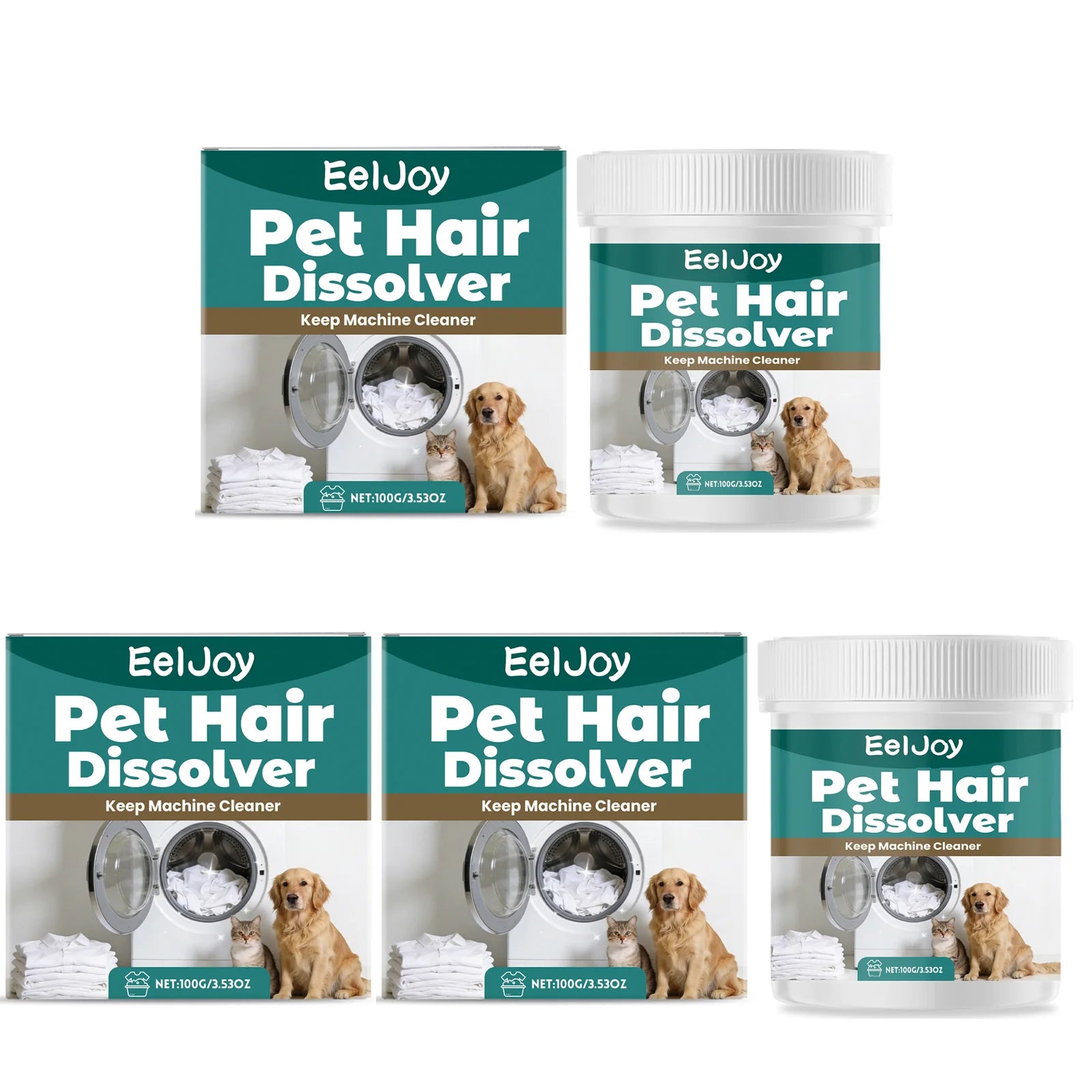 Pet Hair Dissolving Agent Decompose Pet Hair Clean Clothing Reduce Hair Residue Safe for Fabrics Household Clothing Care Cleaner Qme 3 x 100g Boxed