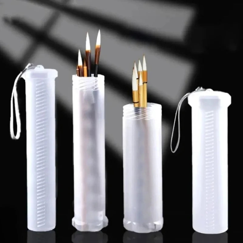 1PCS Transparent ABS telescopic pen holder, art painting brush pencil holder, suitable for outdoor sketching brush storage Qme