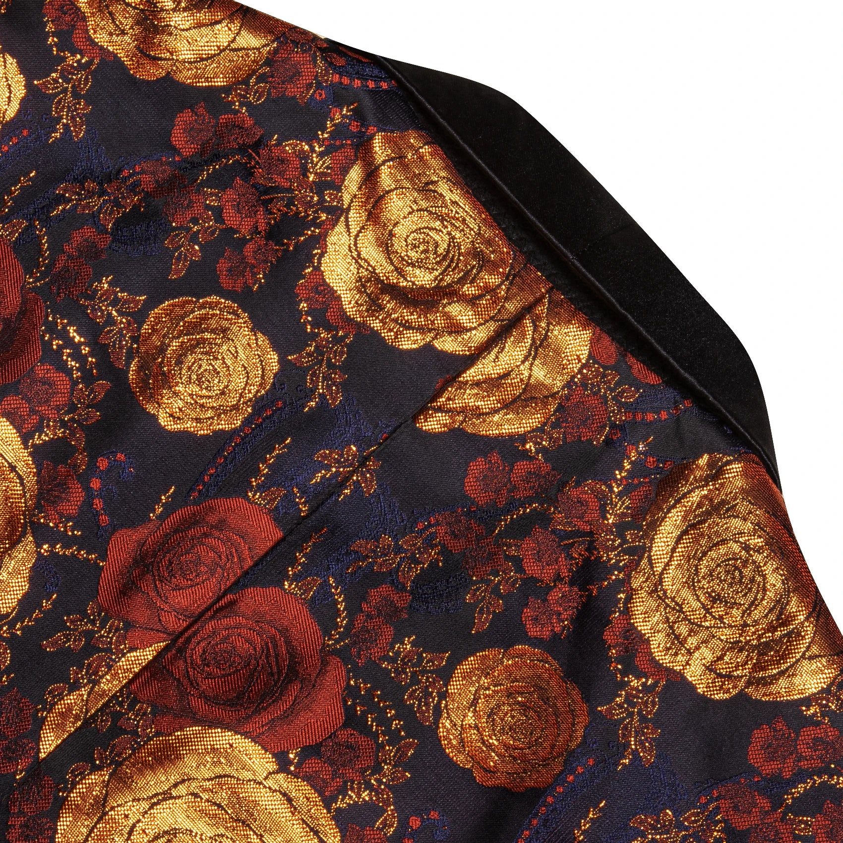 Vintage Men Floral Rose Shawl Lapel Blazer Luxury Jacquard Tuxedo Jacket Formal Suit Coat for Wedding Prom Groom Party Nightclub Qme