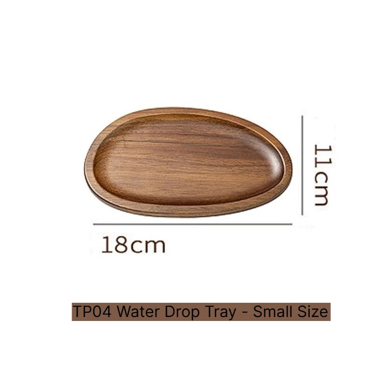  A Tableware Solid Wood Food Tray Round Rectangle Dessert Plate Japanese-style Wooden Snack Fruit Tea Saucer Pallet Bread Board Qme 04Water Tray Small 10.3 inches