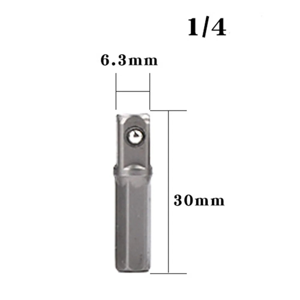 1/4pcs Socket Adapter Power Drill Square Head For Screwdriver Head Drill Bit Shank Extension Nut Driver Sockets Power Tools Part Qme 30mm