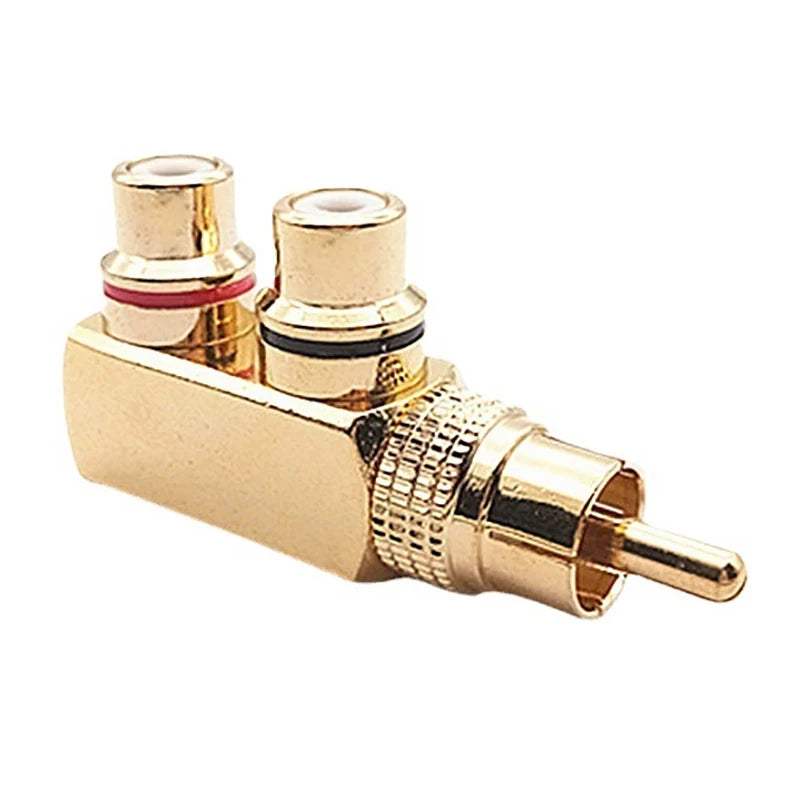 Gold Plated AV Audio Splitter Plug RCA Adapter 1 Male 2 Female F Qme