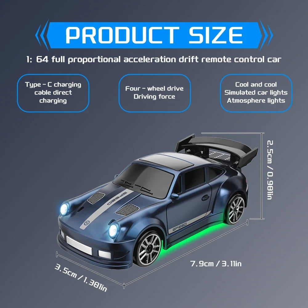 4WD 2.4GHZ RC Simulation Mini Drift Car Palm Racing Model Desktop Toys 1/64 Scale Remote Control Cars Kid Gift For Children Boys Qme