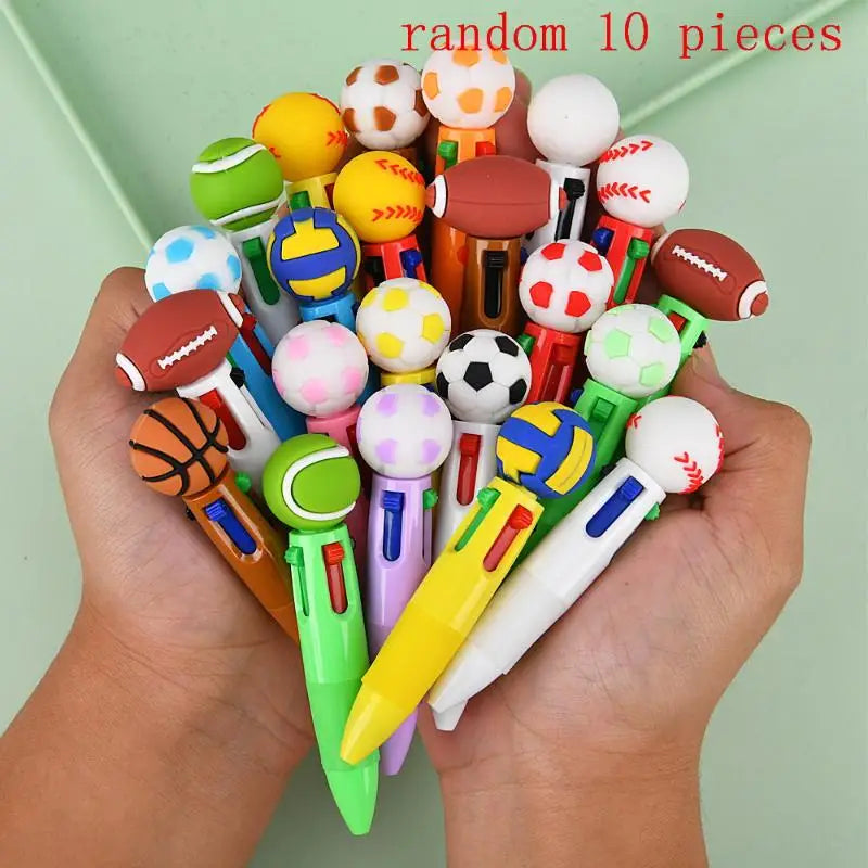 Football Basketball Four Ballpoint Pens Multicolor Ink School Office Qme A2