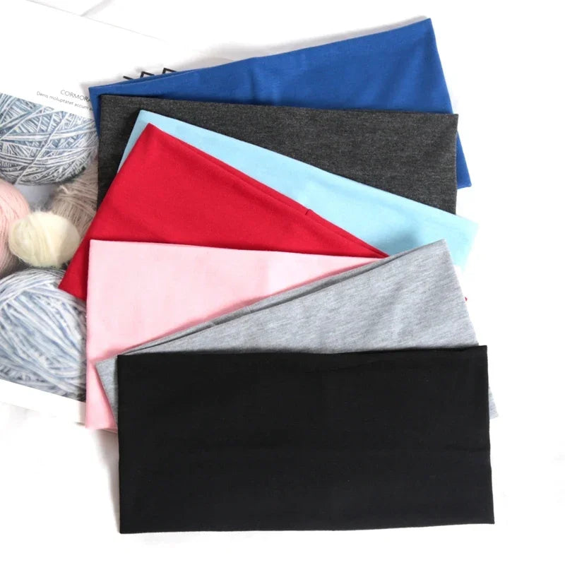 Korean Headband Running Solid Wide Elastic Hair Bands Women Men Sport Qme