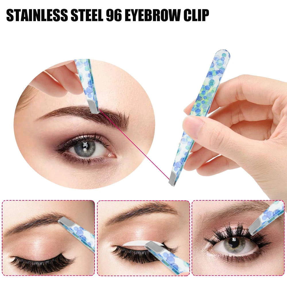 Colorful Eyebrow Tweezers Professional Stainless Steel Men Women Qme