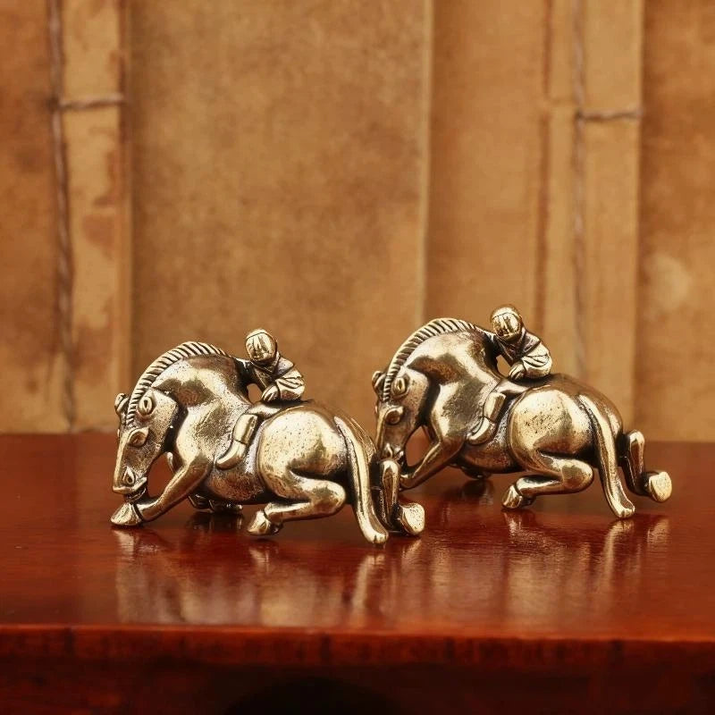 1Pcs Home Office Desktop Decoration 2026 Year Of Horse Brass Feng Shui Horse Figurines Miniatures Gift Qme