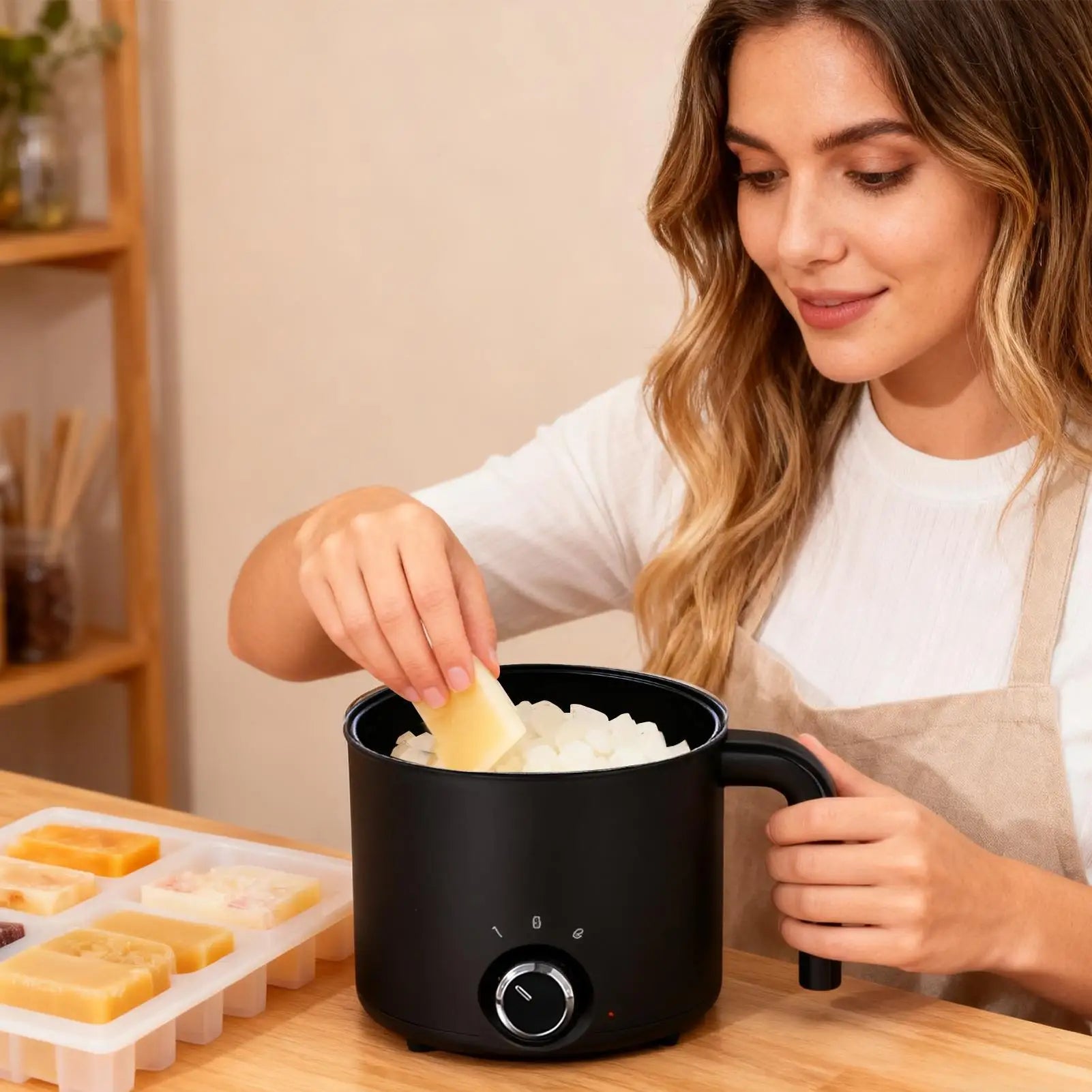 Candle Wax Melting Pot 1.5L Large Stainless Steel Electric Non-stick Candle Making Pot Melting Pitcher for Soap Candy Chocolate Qme