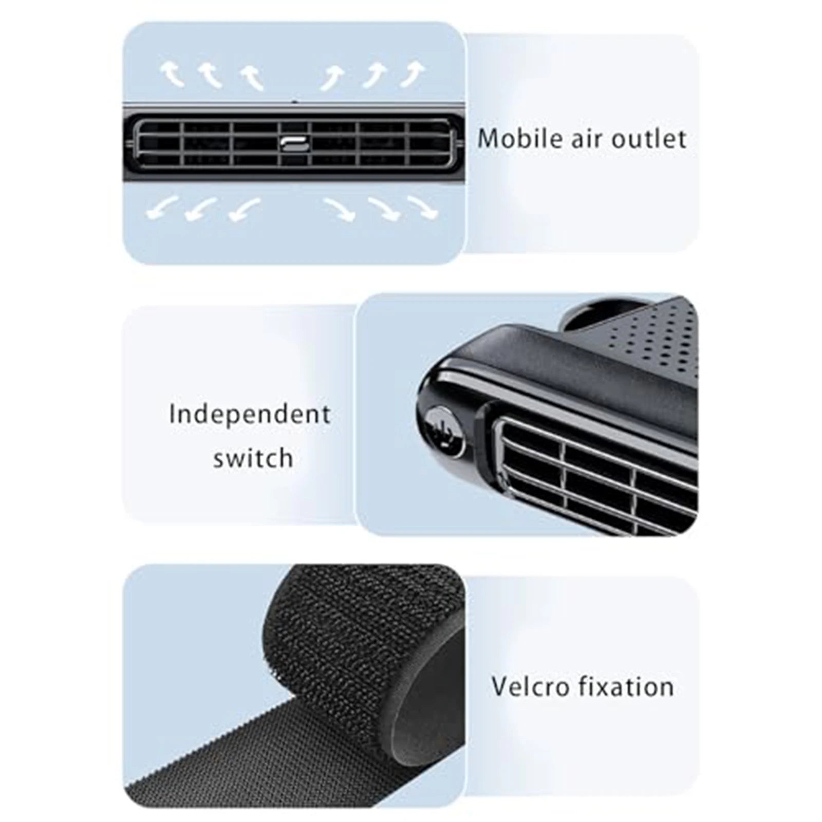 Protable Detachable Car Cooling Fan for Backseat 3 Speeds Portable Car Seat Headrest Fan Car Seat Fan for Mini Cars RVs Sedans Qme