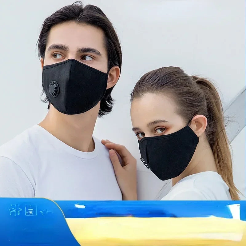 Reusable Washable Fashion Anti Dust PM2.5 Mouth Face Mask with Breathing Valve Filter Activated Carbon Cotton Face Mask Qme