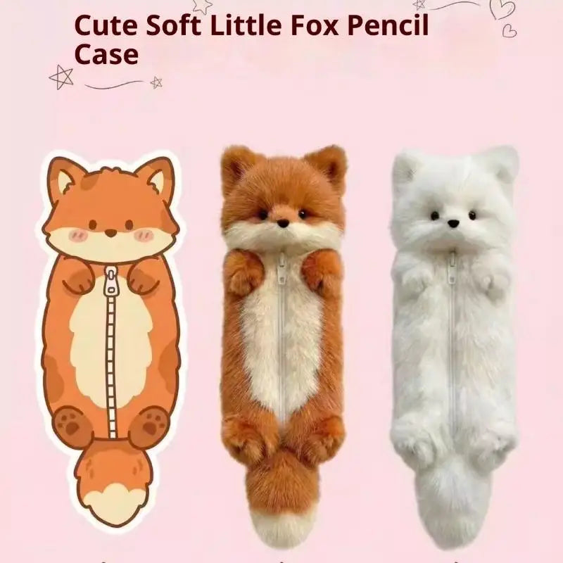 Funny Animal Pencil Pouch Plush Cartoon Design School Students Qme